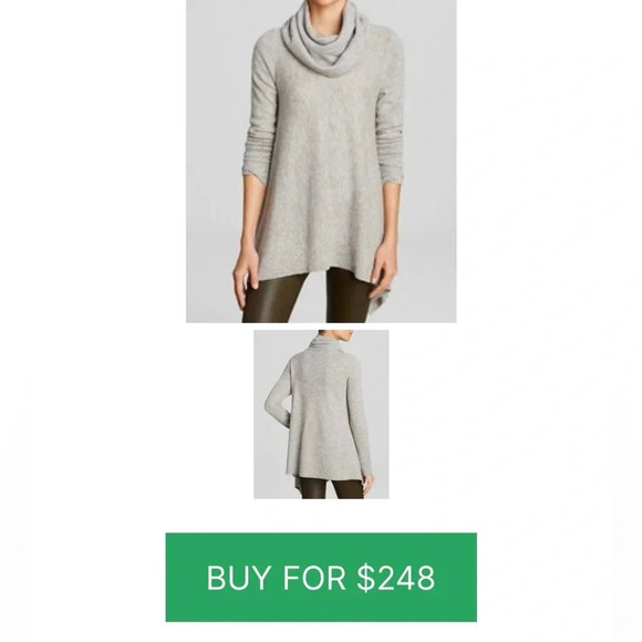 C by Bloomingdale’s 100% 2 ply Cashmere Cowl neck sweater gray size M - Picture 5 of 12